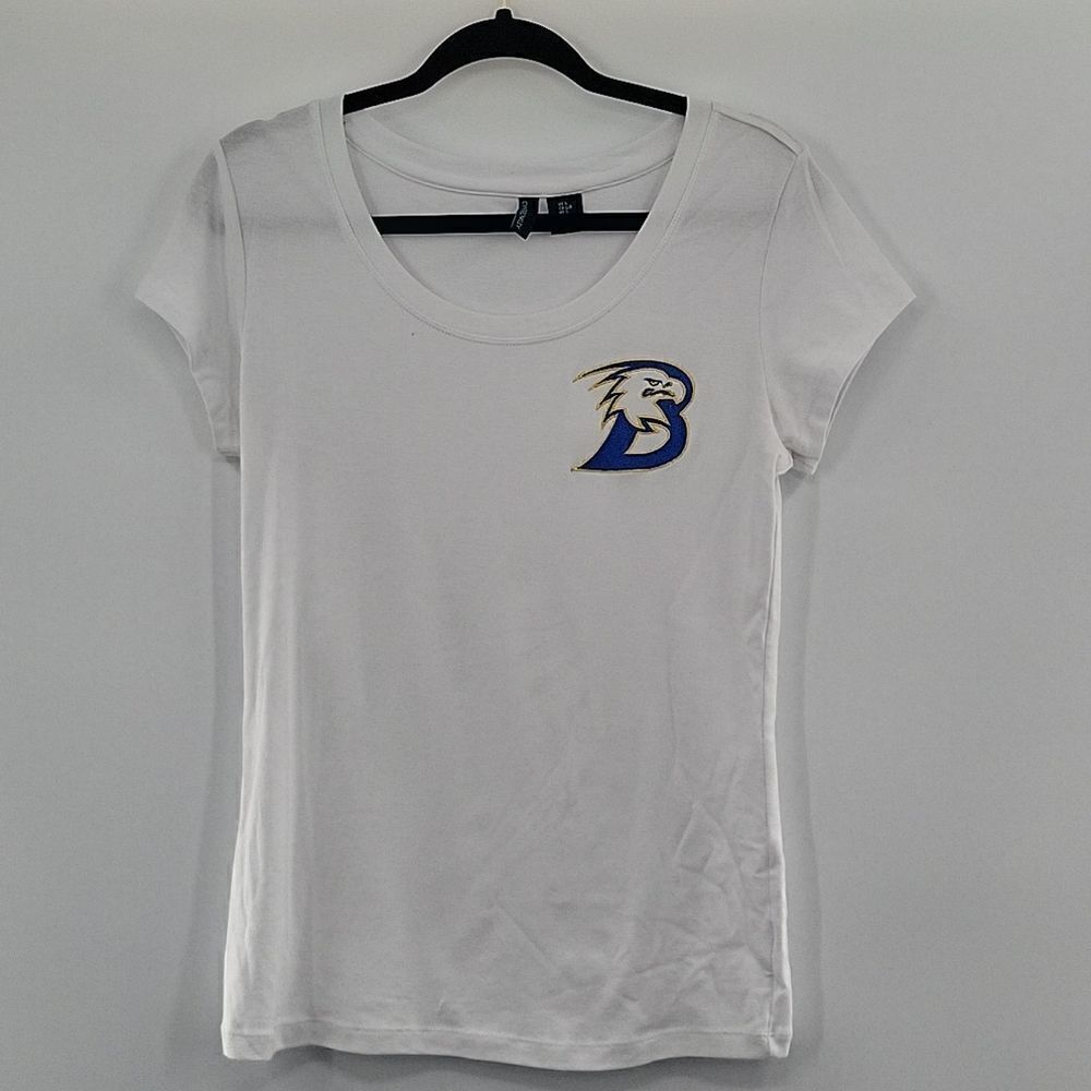 Cynthia Rowley White  Blue Gold Tee  size L